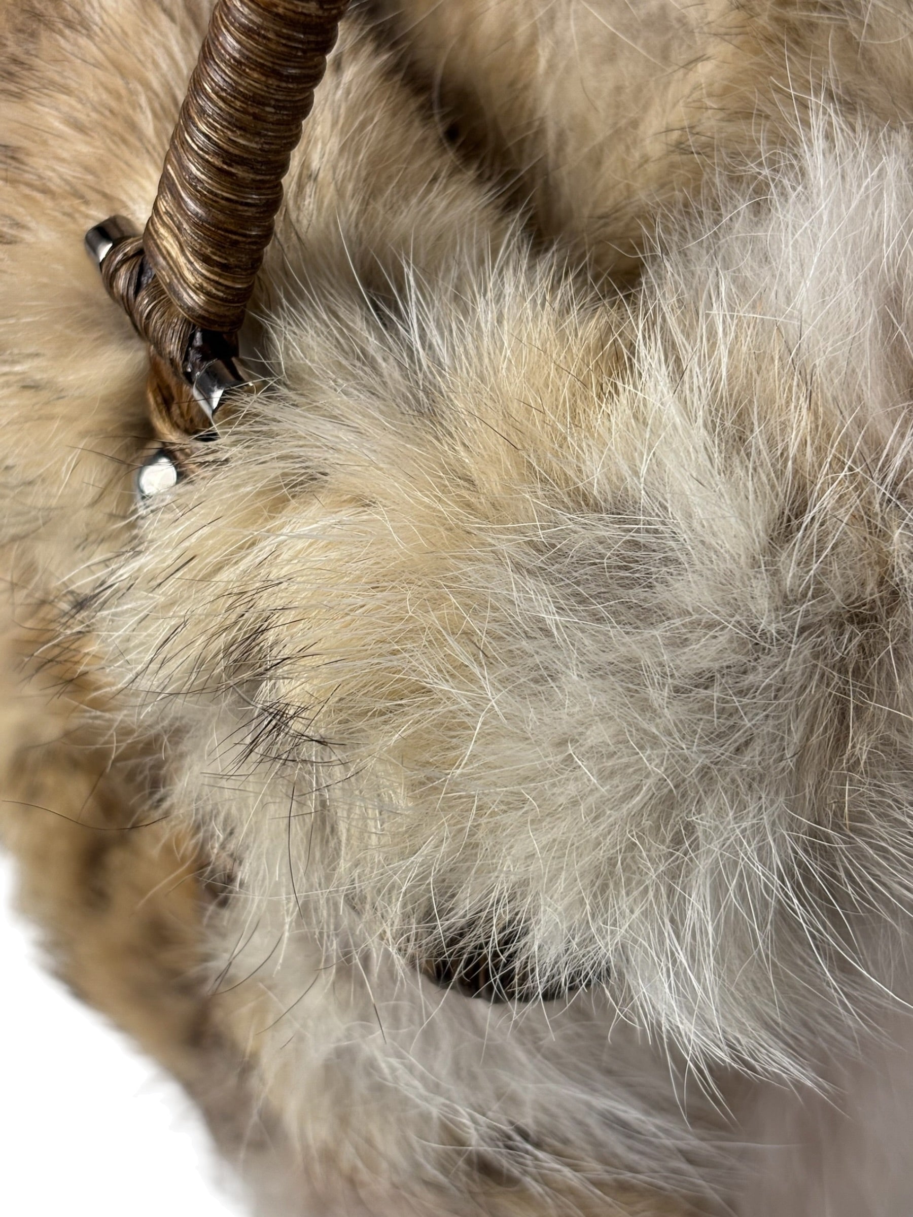 Ferragamo Vintage Fur Rattan Top Handle Bag