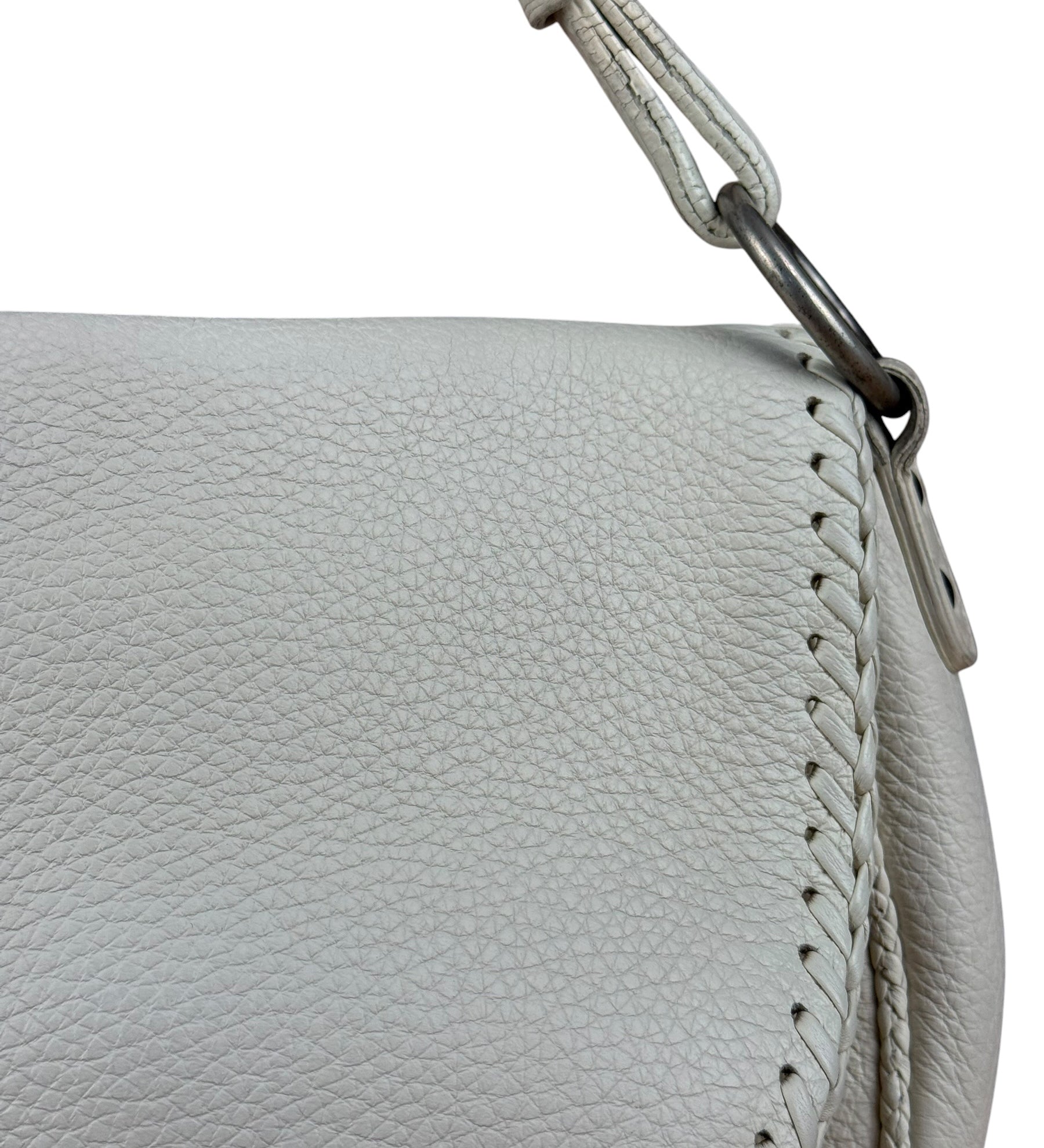 Christian Dior White Leather Gaucho Double Saddle Shoulder Bag