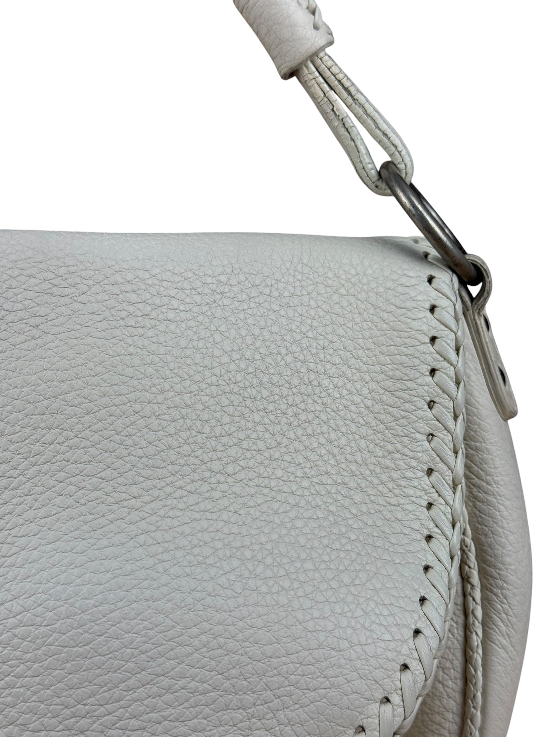 Christian Dior White Leather Gaucho Double Saddle Shoulder Bag