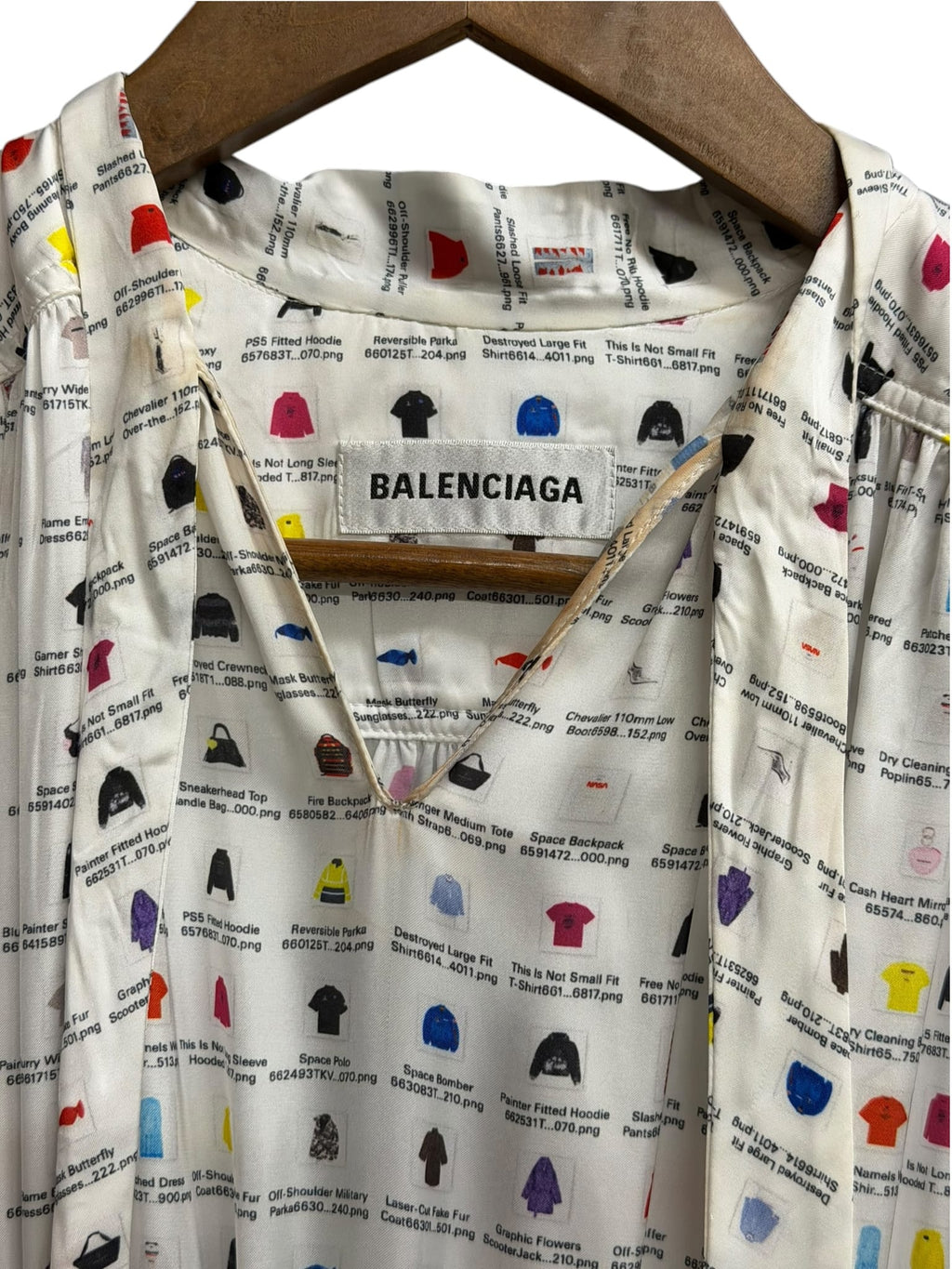 Balenciaga Thumbnail Graphic Oversized White Midi Dress