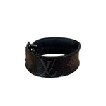 Louis Vuitton Black Leather Canvas Monogram Eclipse Slim Bracelet