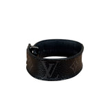 Louis Vuitton Black Leather Canvas Monogram Eclipse Slim Bracelet