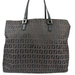 Fendi Brown Leather Trim FF Zucca Tote Bag