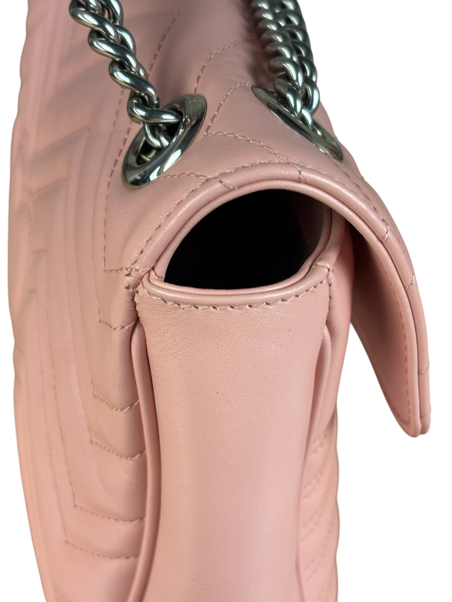 Gucci Pink Leather GG Marmont Shoulder Bag