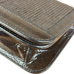 Burberry Vintage Brown Leather Ribbed patent Continental Clutch Wallet