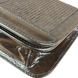 Burberry Vintage Brown Leather Ribbed patent Continental Clutch Wallet