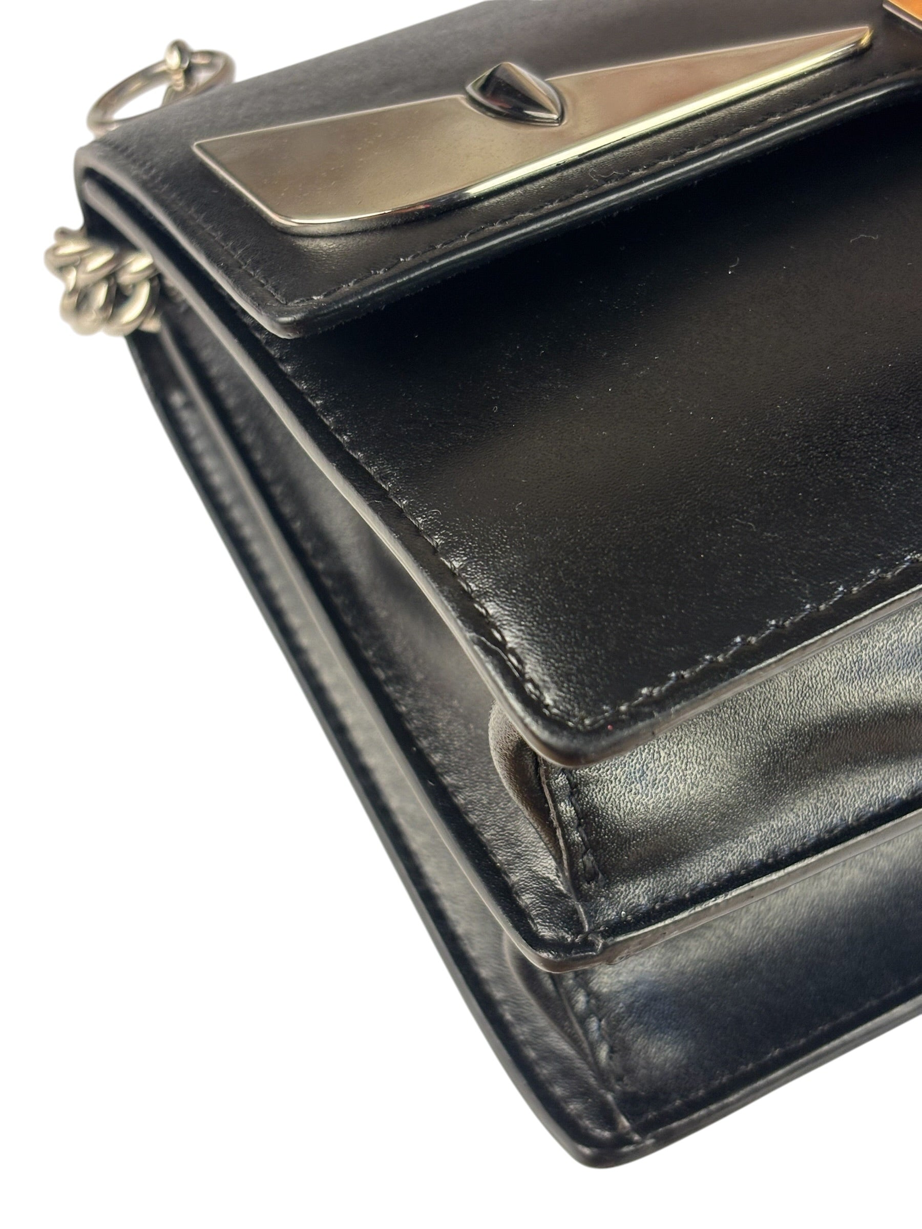 Fendi Black Leather Kan I Monster Eyes Shoulder Bag