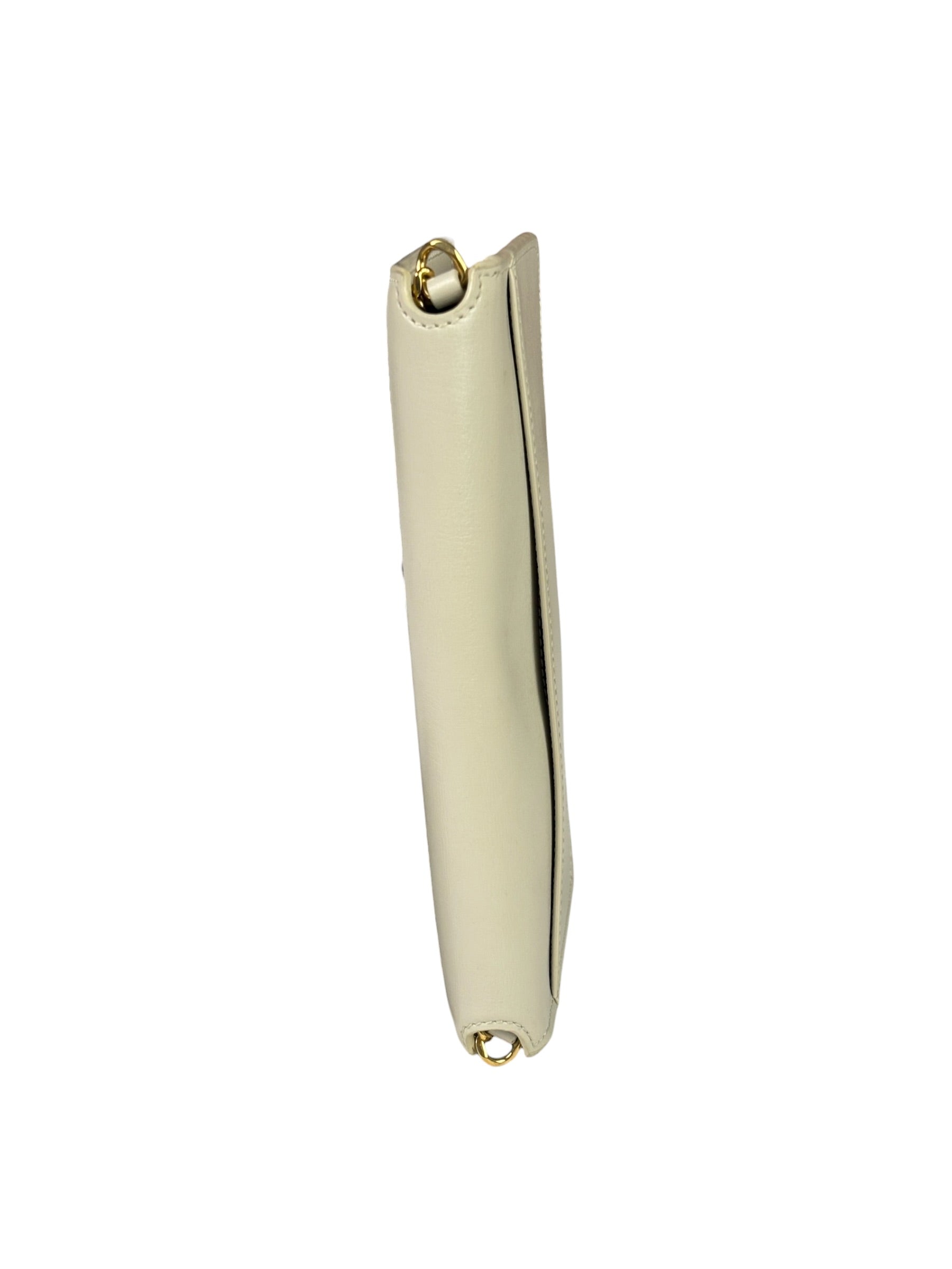 YSL Beige Leather Cassandre Flap Phone Holder