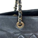 Chanel Vintage Black Quilted Mademoiselle Leather Shoulder Bag