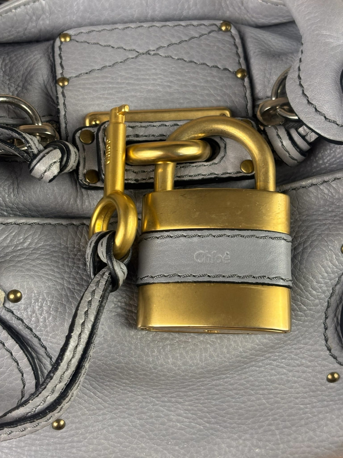 Chloe Grey Leather Paddington Handbag