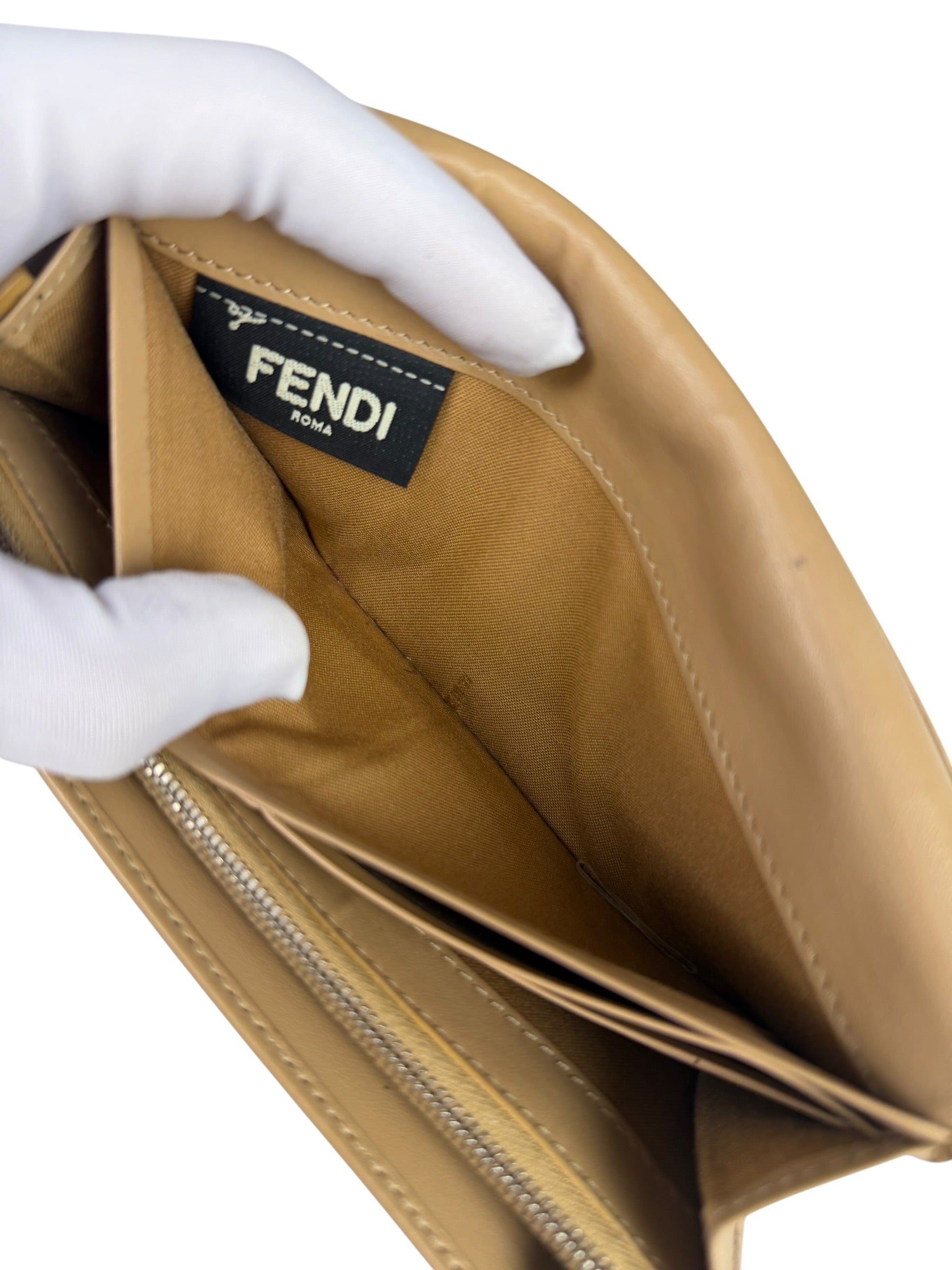 Fendi Beige Monster Face Leather Long Wallet