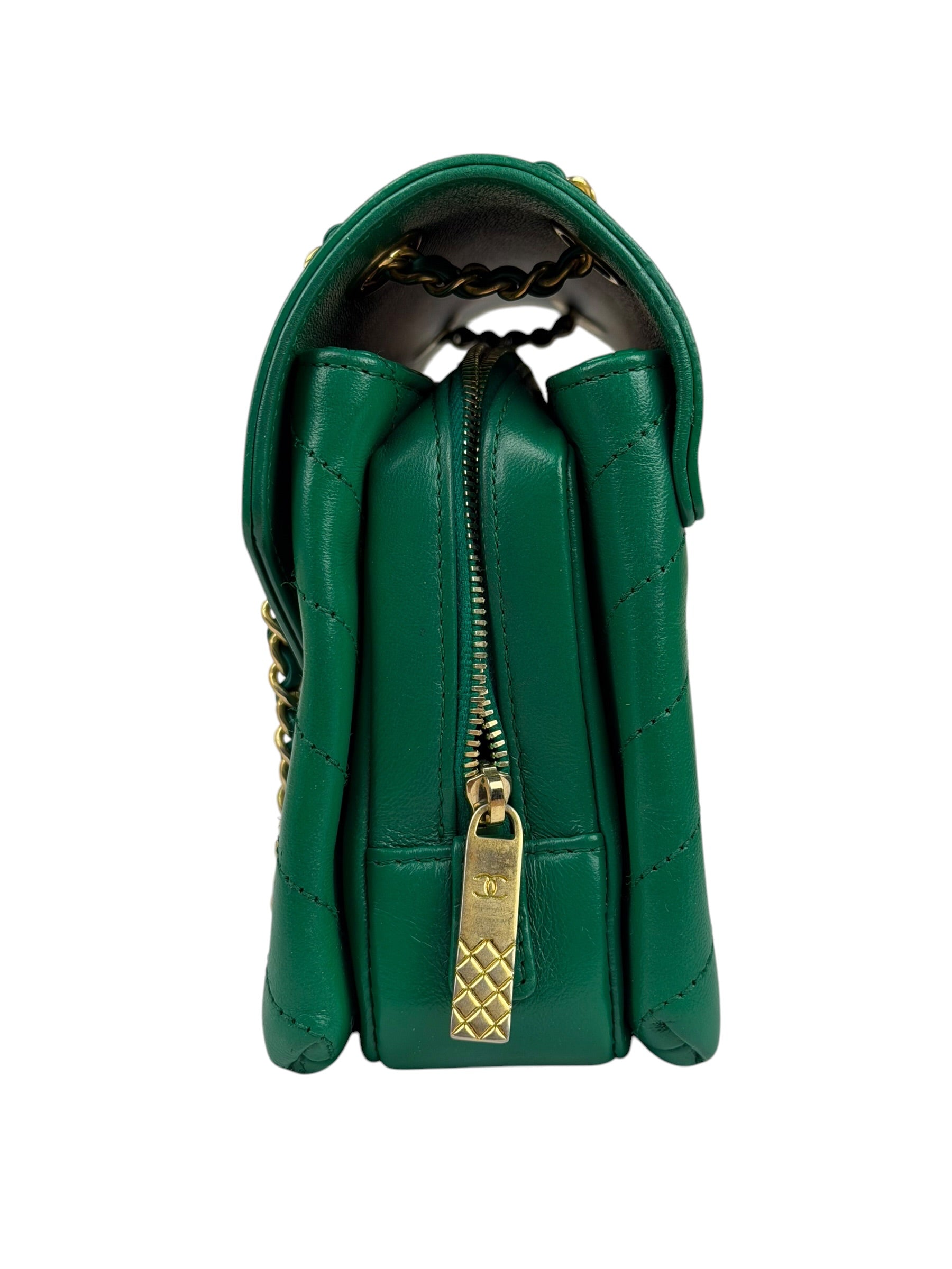 Chanel Green Lambskin Shoulder Bag 2018