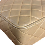 Chanel Tan Brown Quilted Leather Flap Chain Camera Bag