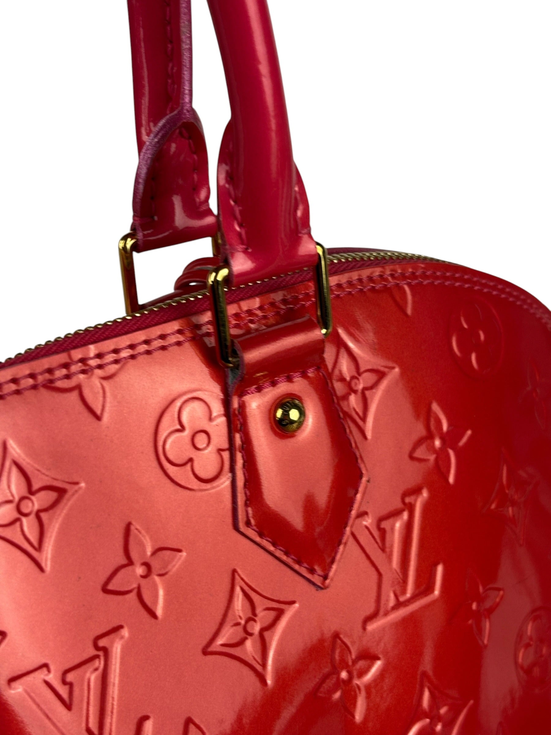Louis Vuitton Apple Red Vernis Alma Handbag GM