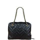 Chanel Black Chevron Leather Chain Camera Shoulder Bag 2000-2002