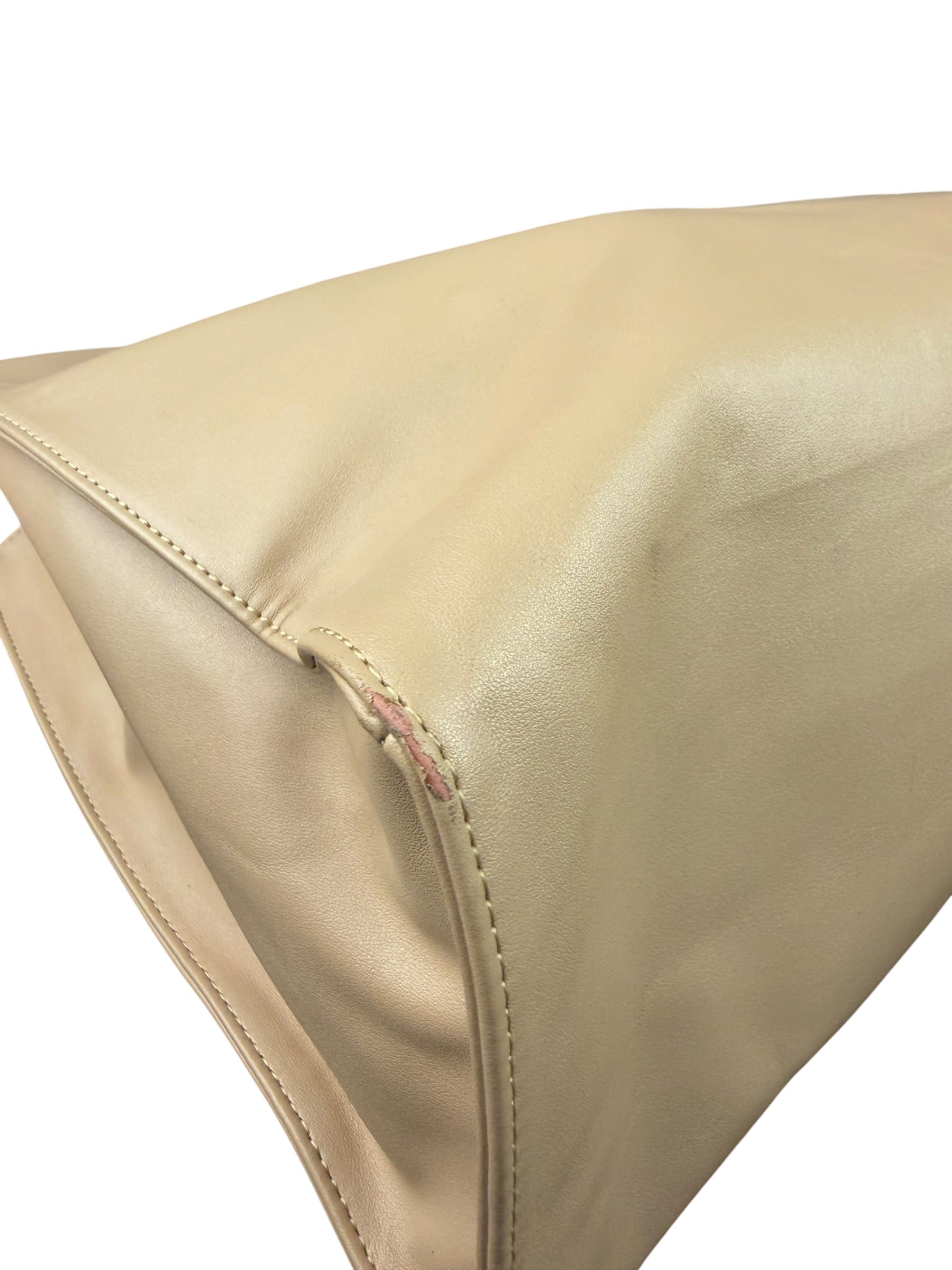 Telfar Cream Leather Medium Shopping Tote Bag