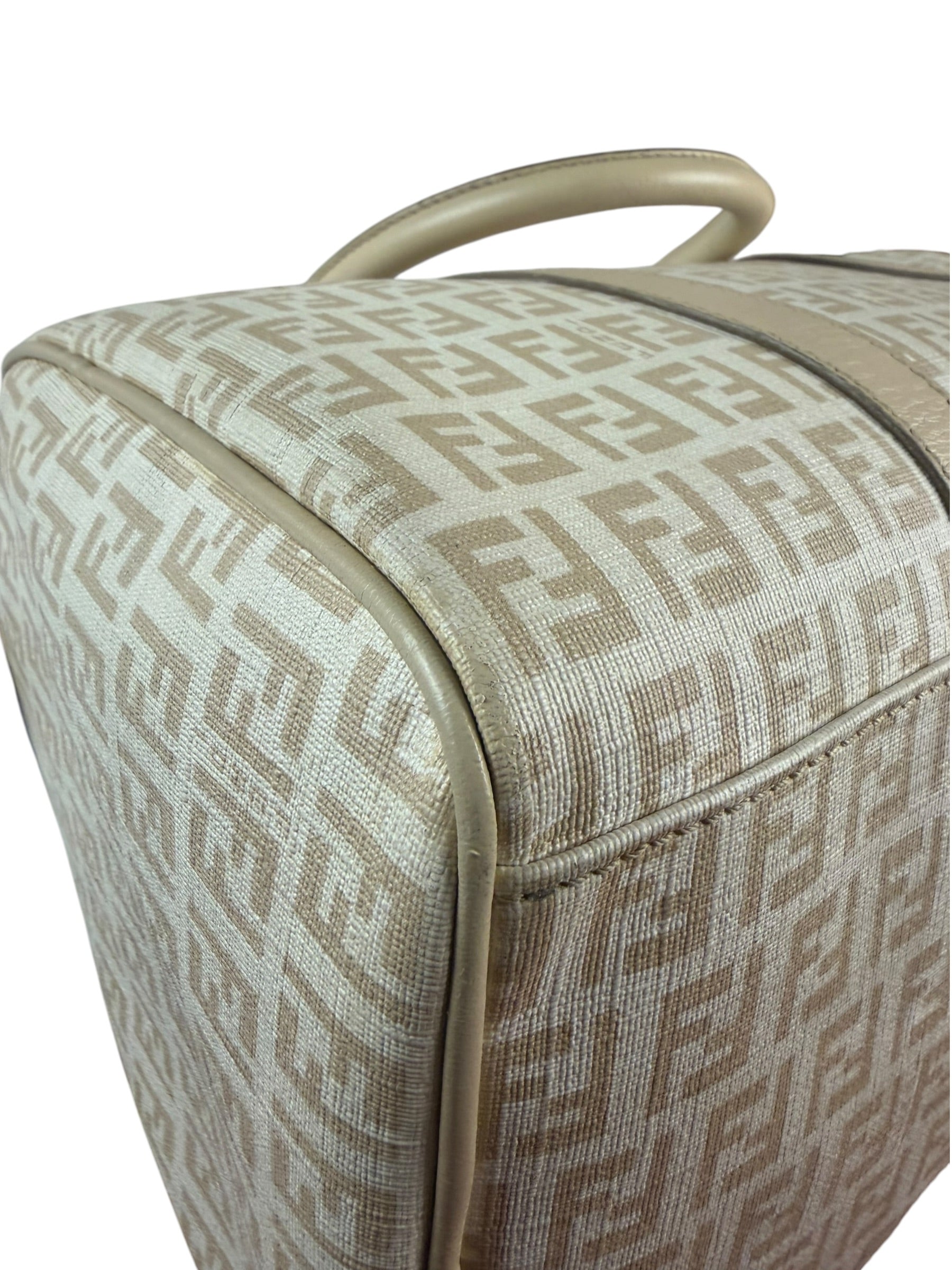 Fendi Vintage Beige Zucca Mini Boston Bag