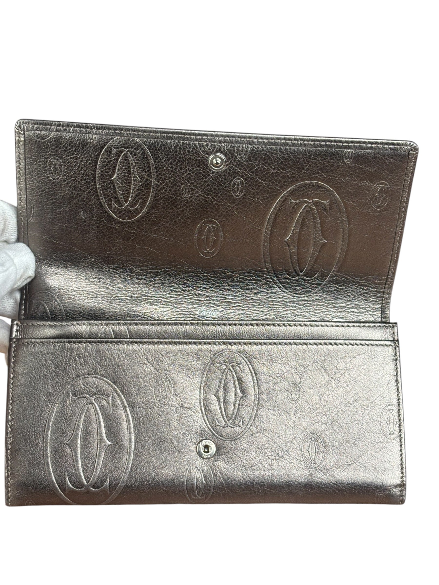 Cartier Vintage Metallic Gold Happy Birthday Continental Wallet