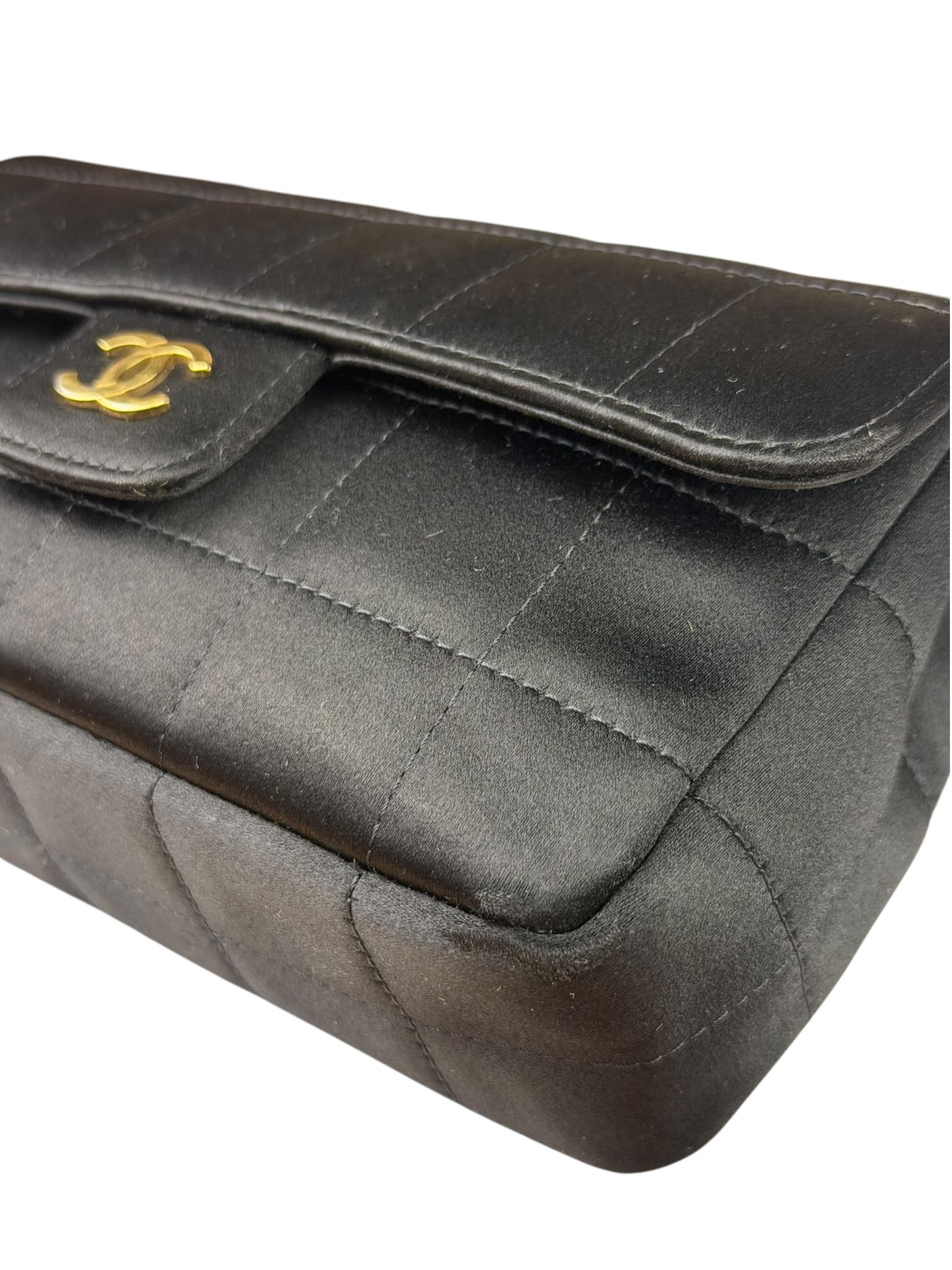 Chanel Black Satin Chocolate Bar Mini East-West Flap Bag
