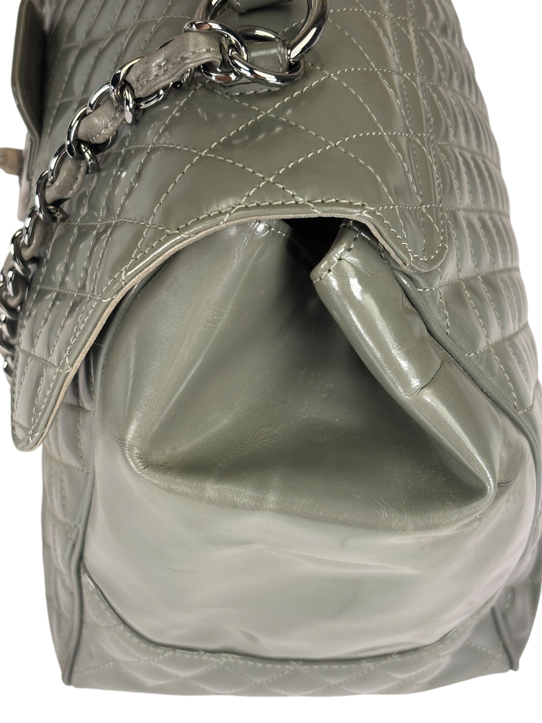Chanel Grey Patent Leather Mademoiselle Kelly Flap Bag 2008