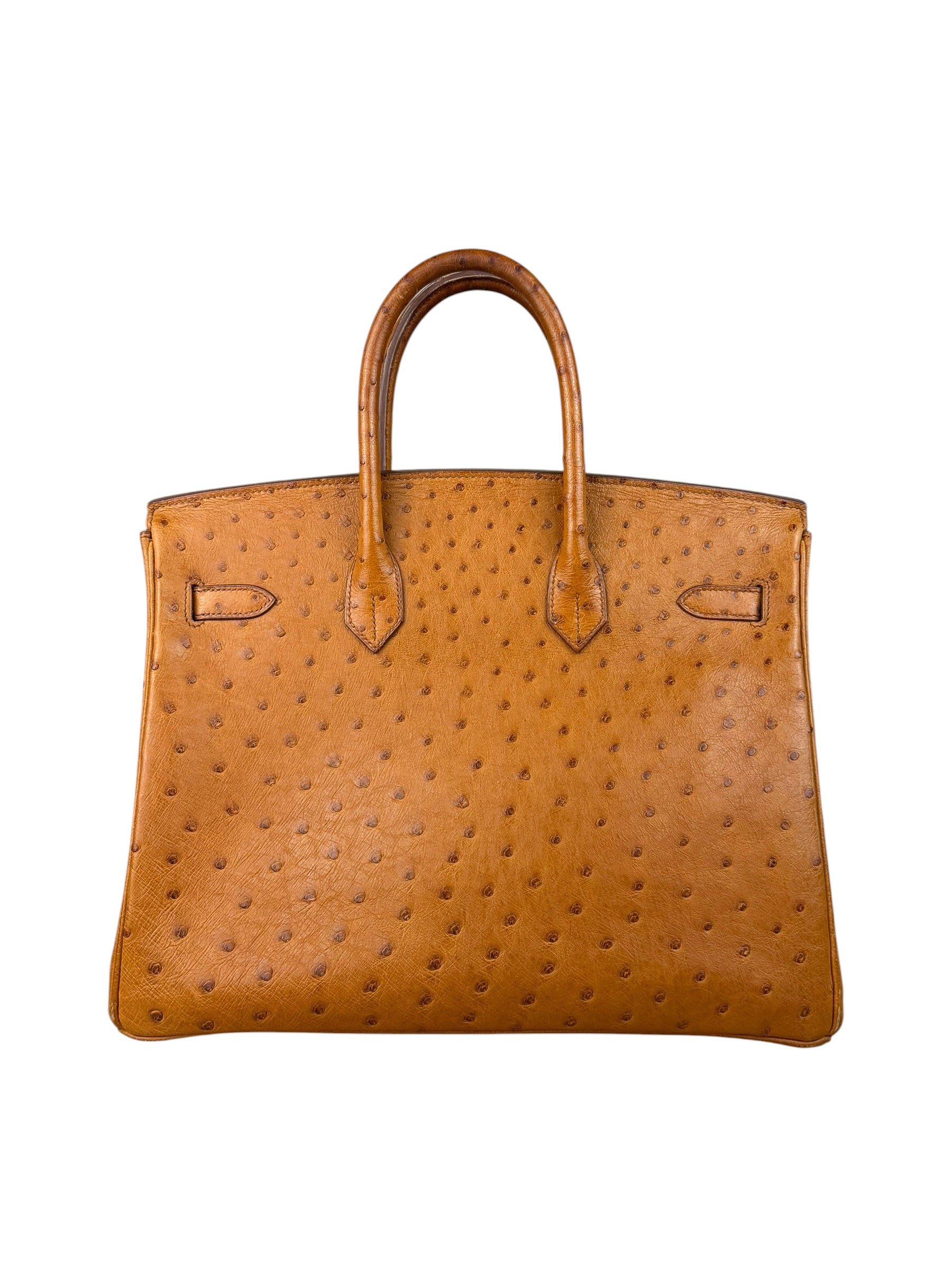 Hermes Birkin 35 Ostrich Leather Handbag Gold Hardware