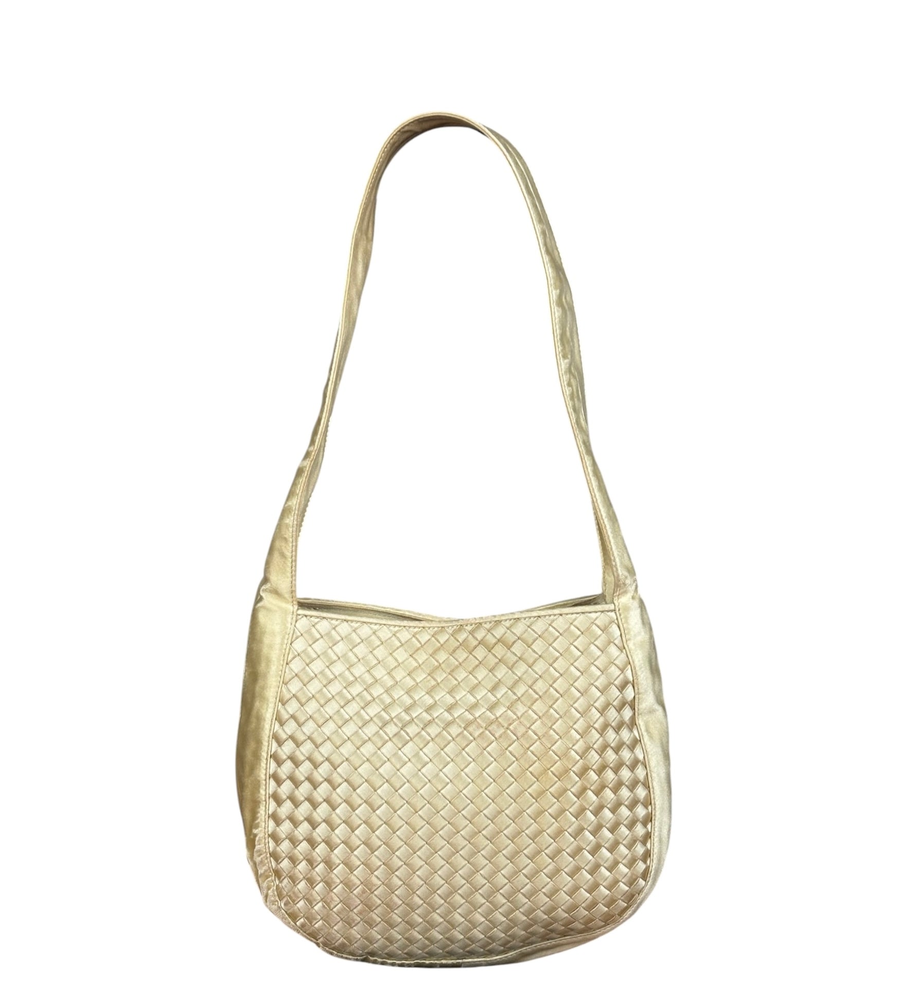 Bottega Veneta Butter Yellow Satin Intrecciato Shoulder Bag