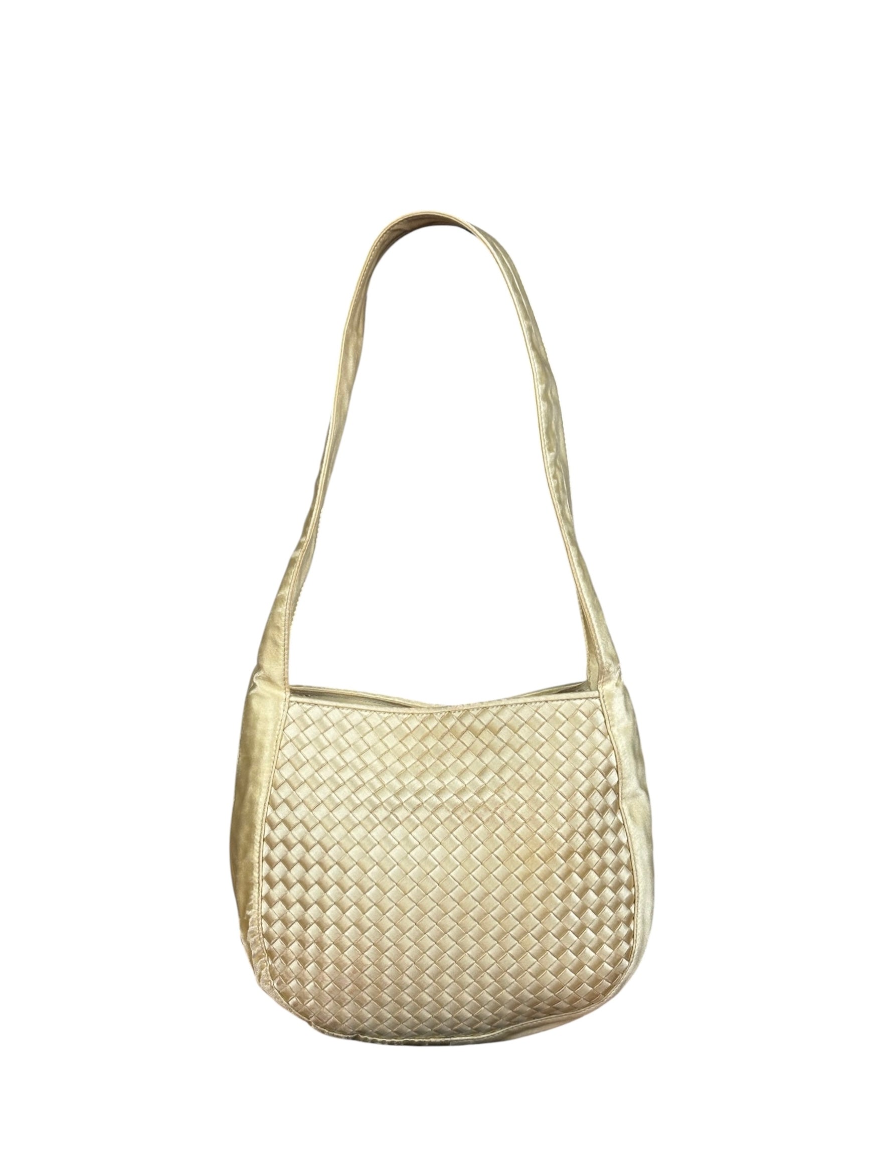 Bottega Veneta Butter Yellow Satin Intrecciato Shoulder Bag