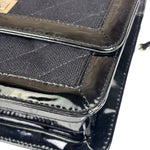 Chanel Black Patent Leather Trim/Cotton 2.55 Reissue Flap Bag 2000