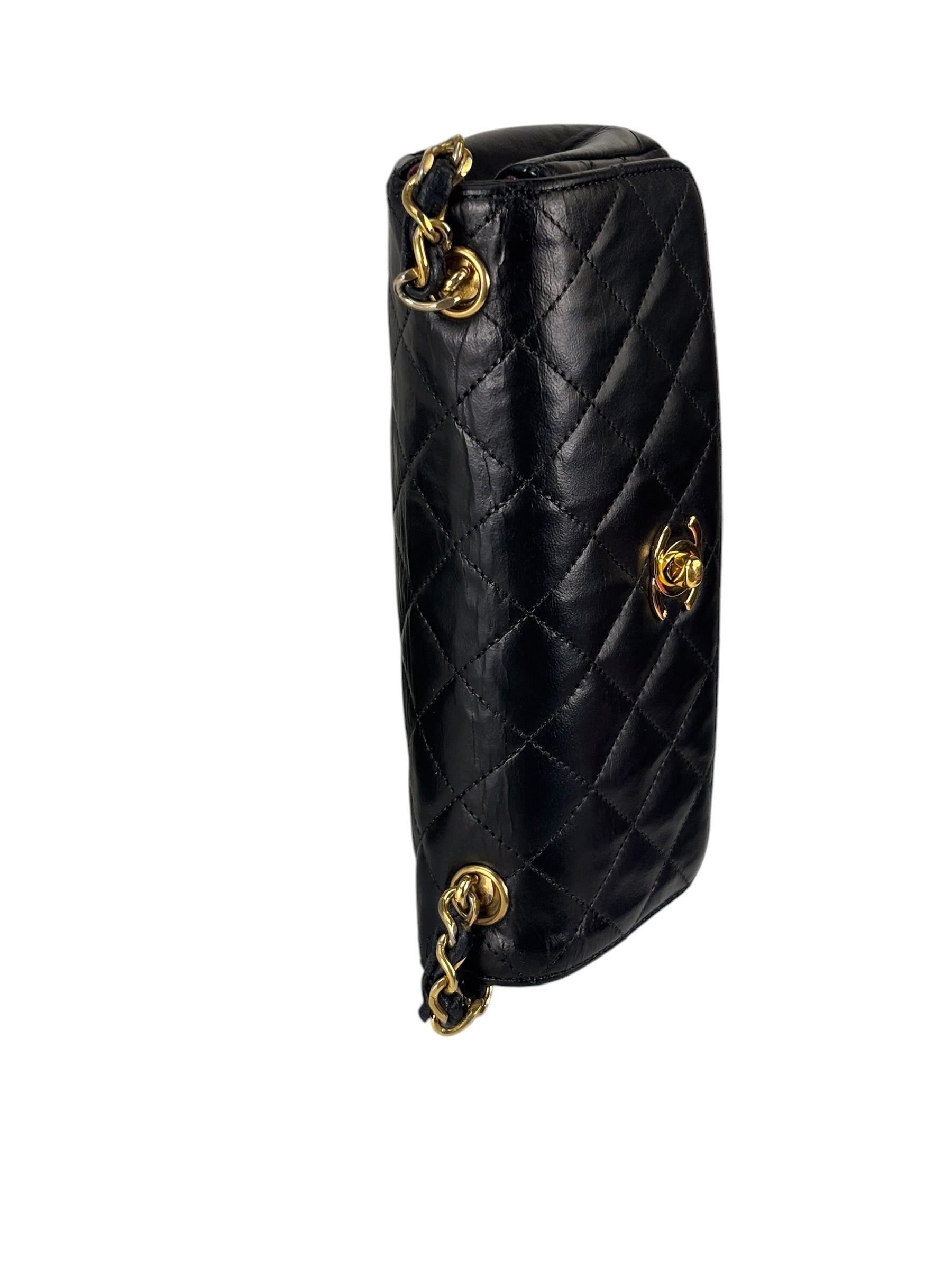 Chanel Black Quilted Leather Flap Bag 1989