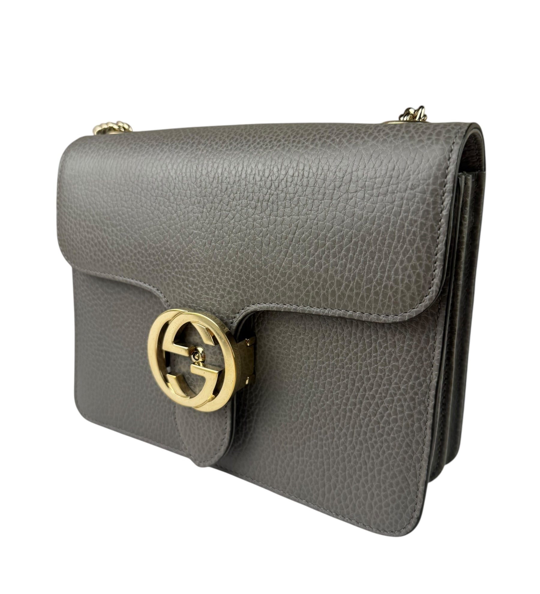 Gucci Grey Calfskin Interlocking Small G Shoulder Bag