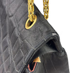 Chanel Black Matelasse Silk Double Flap Bag 2006