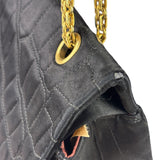 Chanel Black Matelasse Silk Double Flap Bag 2006