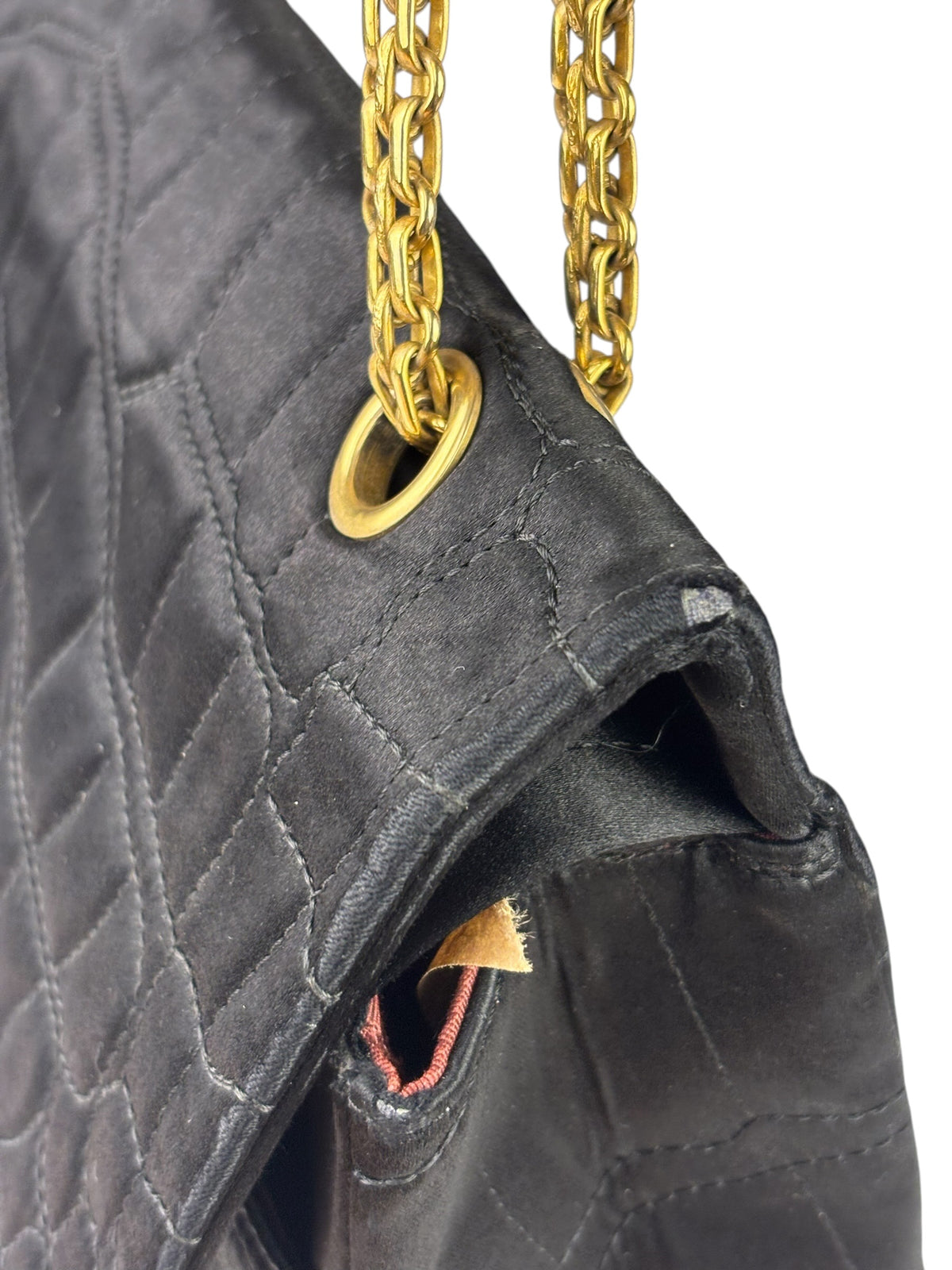 Chanel Black Matelasse Silk Double Flap Bag 2006