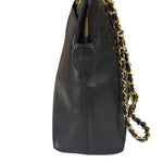 Chanel Vintage Black Caviar Leather Timeless Chain Shoulder Tote 1998