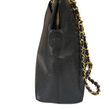 Chanel Vintage Black Caviar Leather Timeless Chain Shoulder Tote 1998