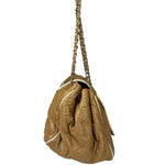 Chanel East/West Accordion Chain Beige Flap Bag 2008
