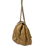 Chanel East/West Accordion Chain Beige Flap Bag 2008