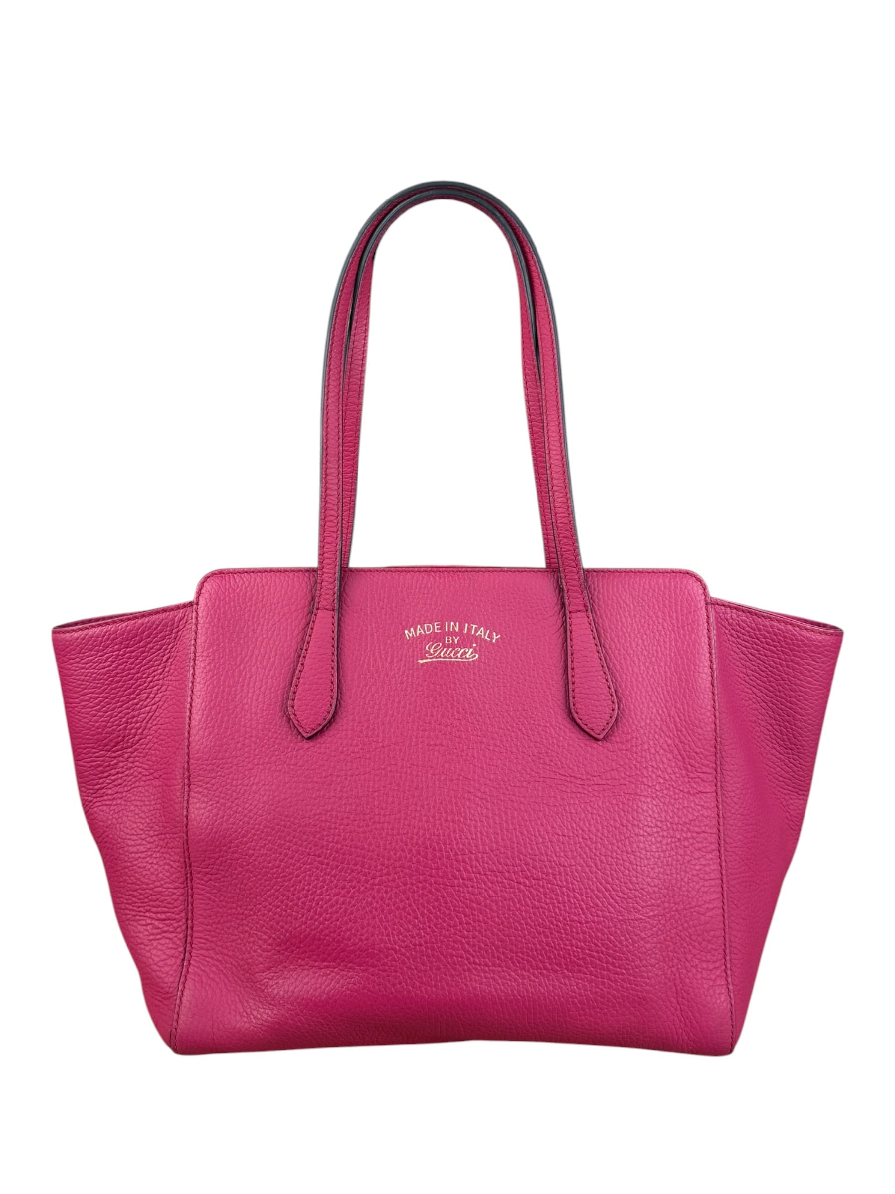 Gucci Pink Pebbled Leather Small Swing Tote