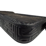 Fendi Black Leather 3D Logo Embossed Baguette