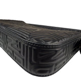 Fendi Black Leather 3D Logo Embossed Baguette
