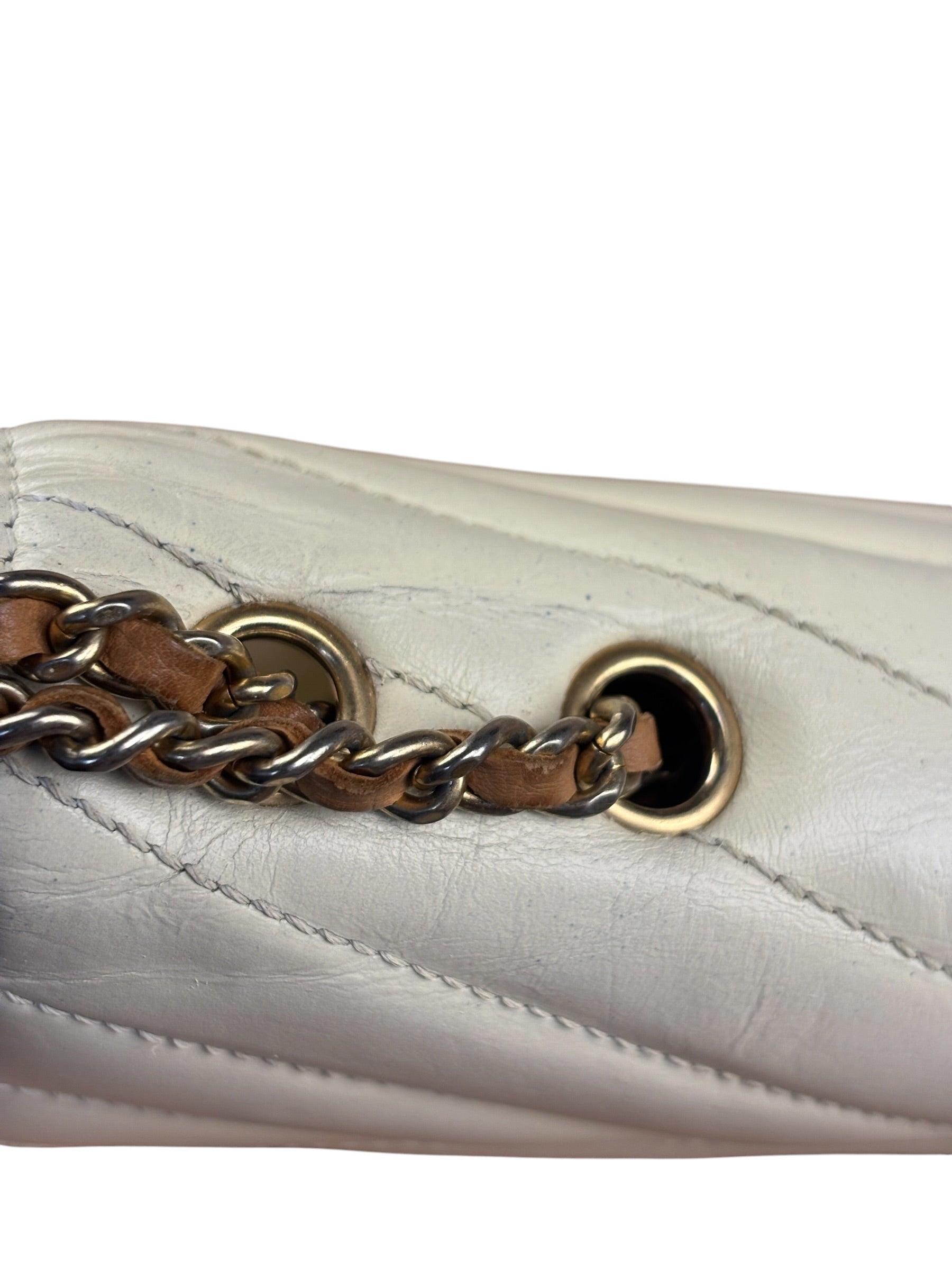 Chanel Beige Gabrielle Chevron Medal Flap 2011