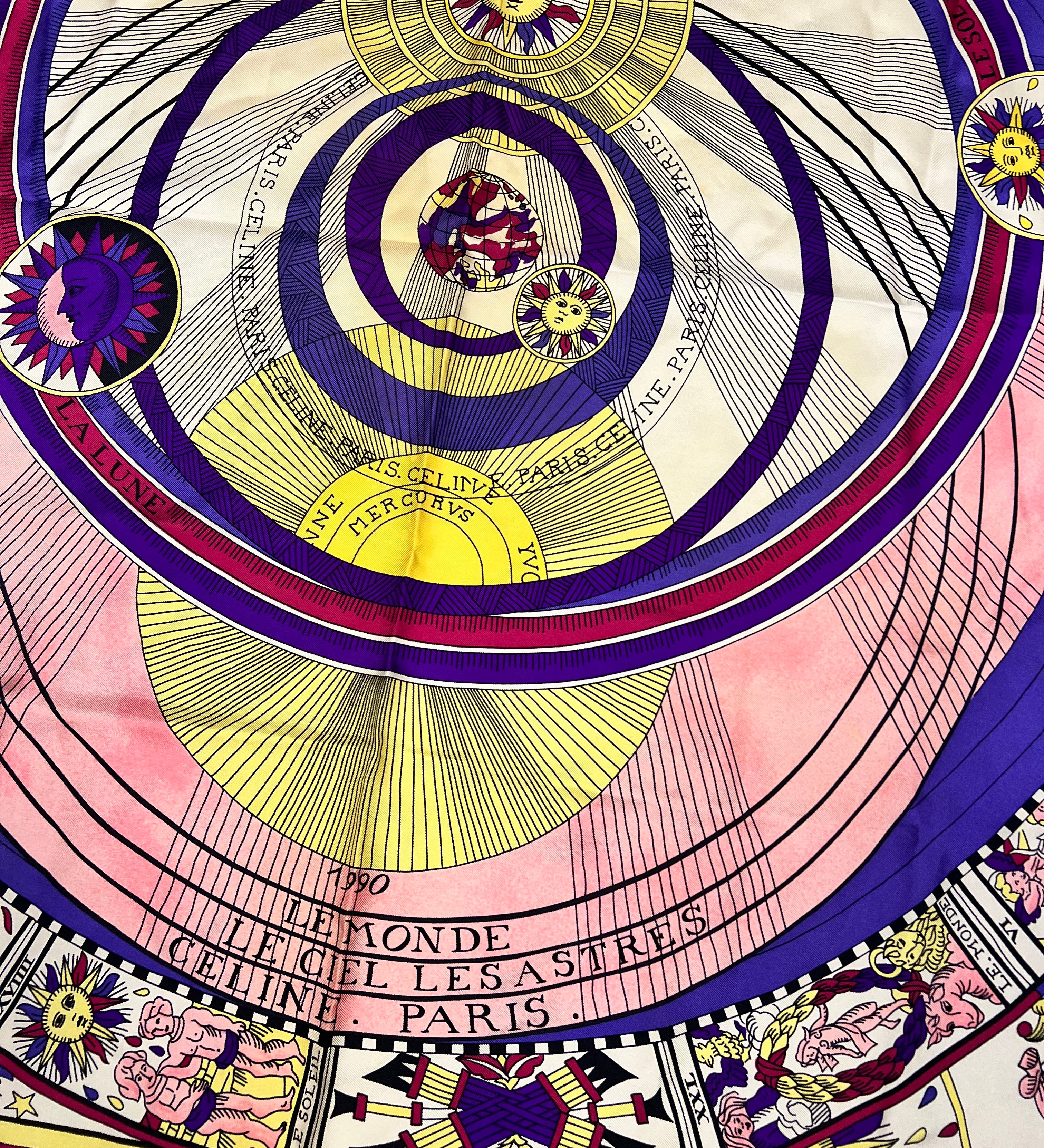 Celine Vintage Sun Scale Silk Scarf