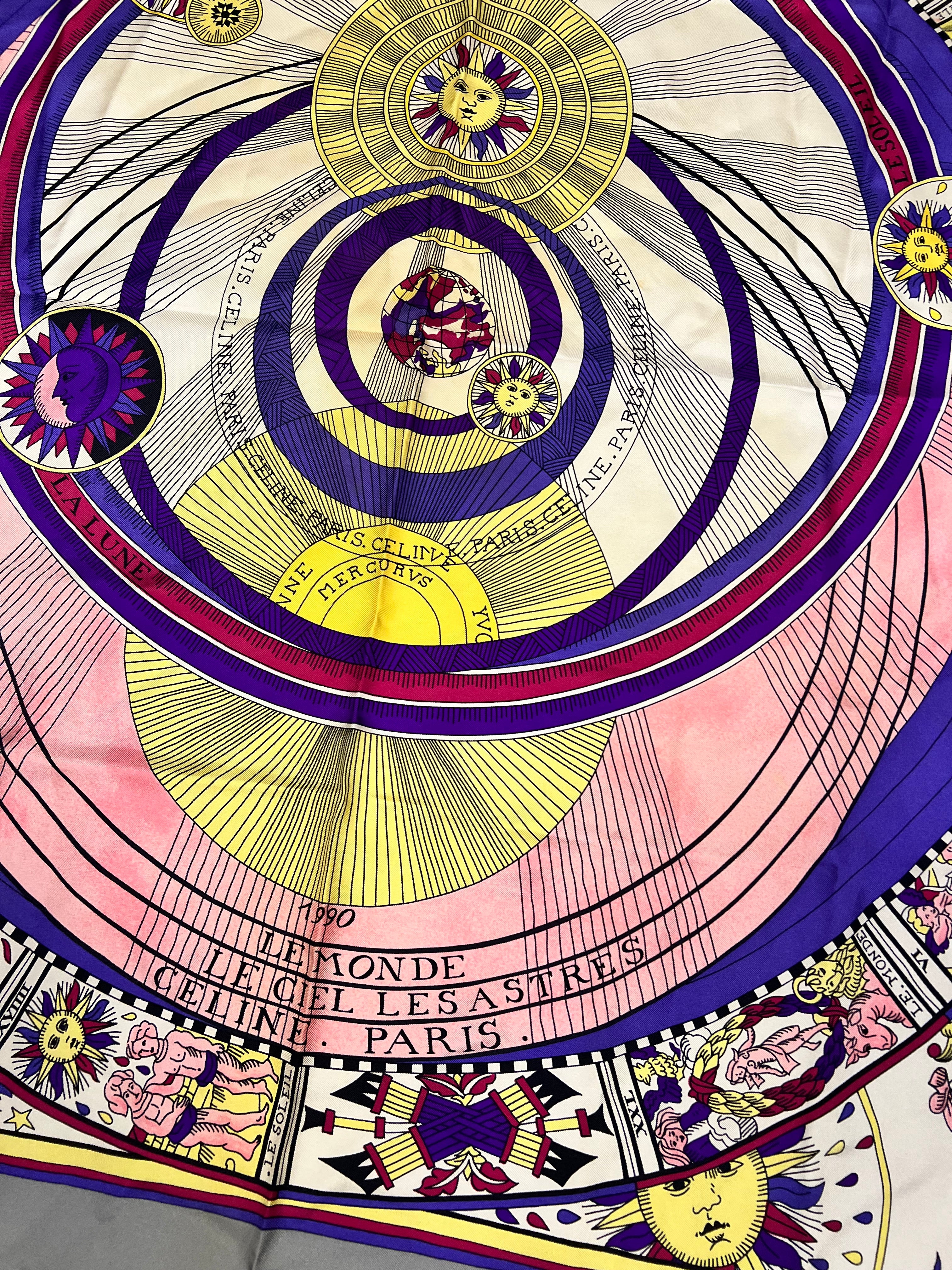 Celine Vintage Sun Scale Silk Scarf