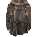 Jfa Nissin Brown Mink Fur Trim Chinchilla Fur Coat