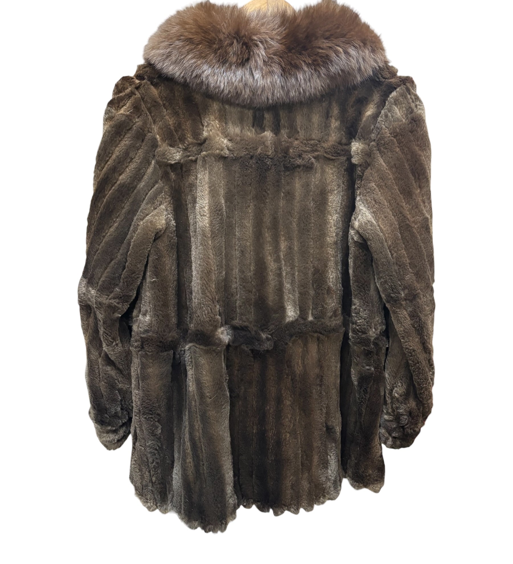 Jfa Nissin Brown Mink Fur Trim Chinchilla Fur Coat