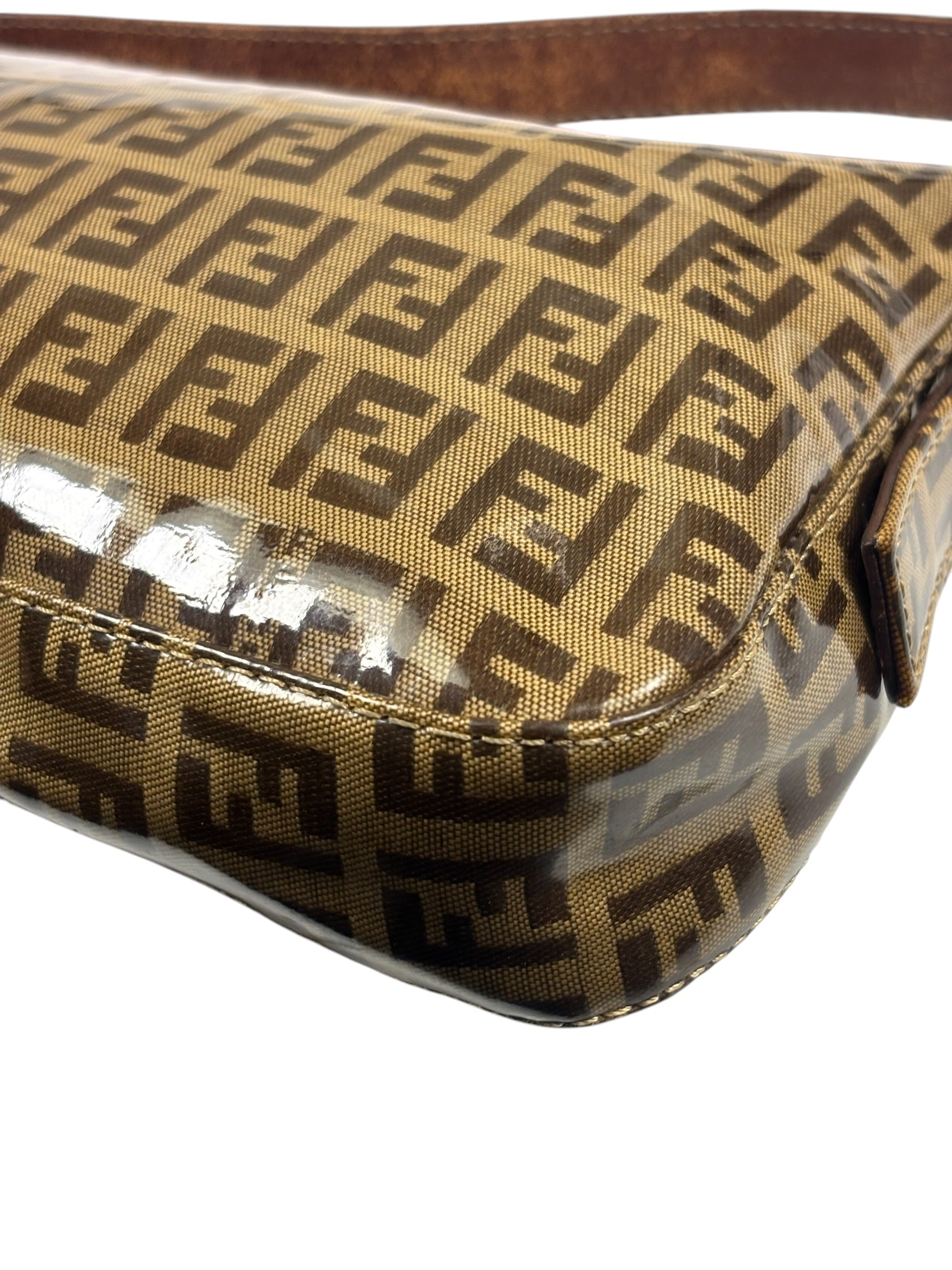 Fendi Brown Vinyl Zucca Baguette