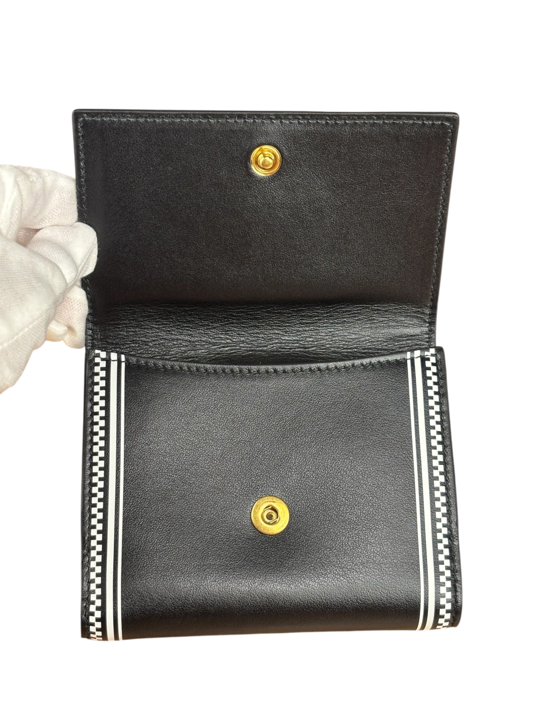 Versace Vintage Black/White Leather Logo Wallet