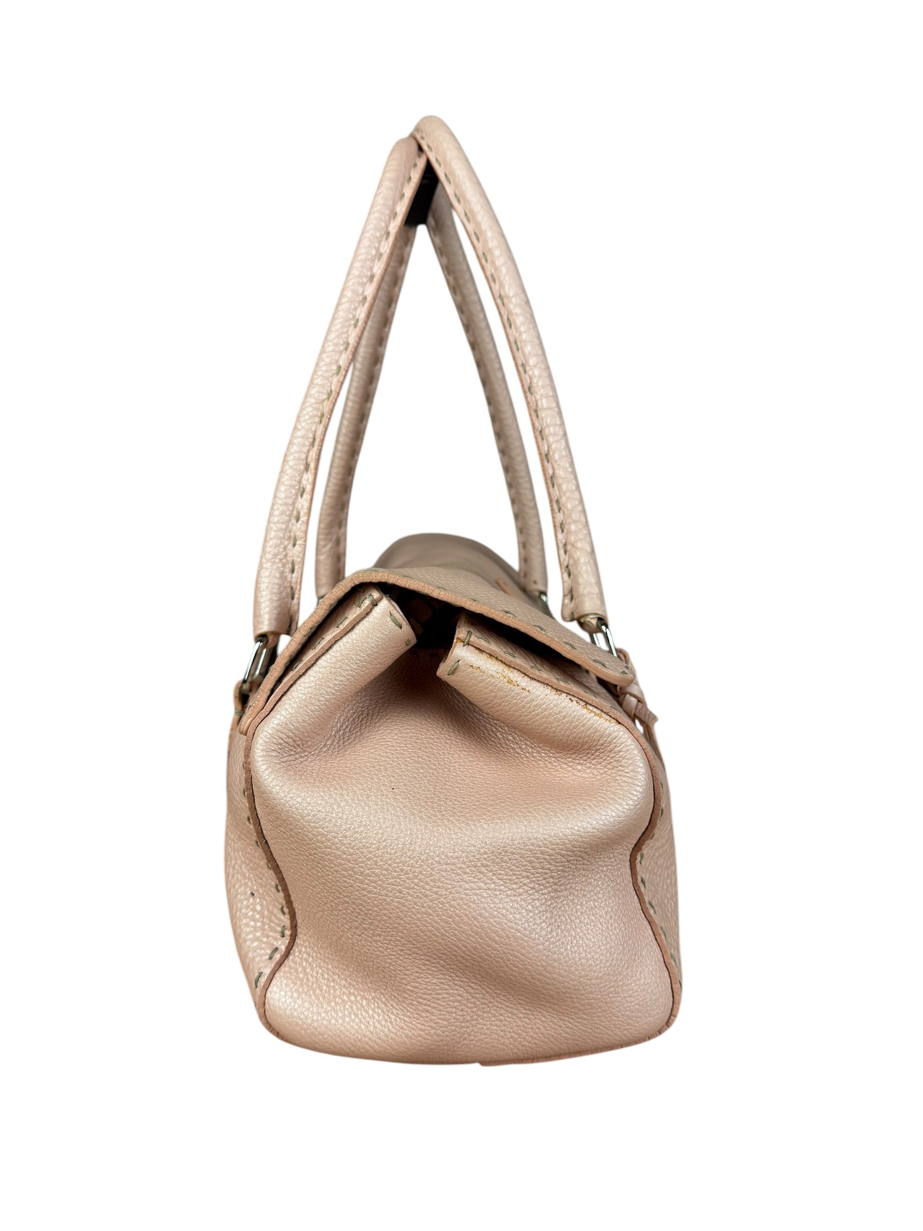 Fendi Light Pink Metallic Vintage Selleria Stitch Lina Handbag