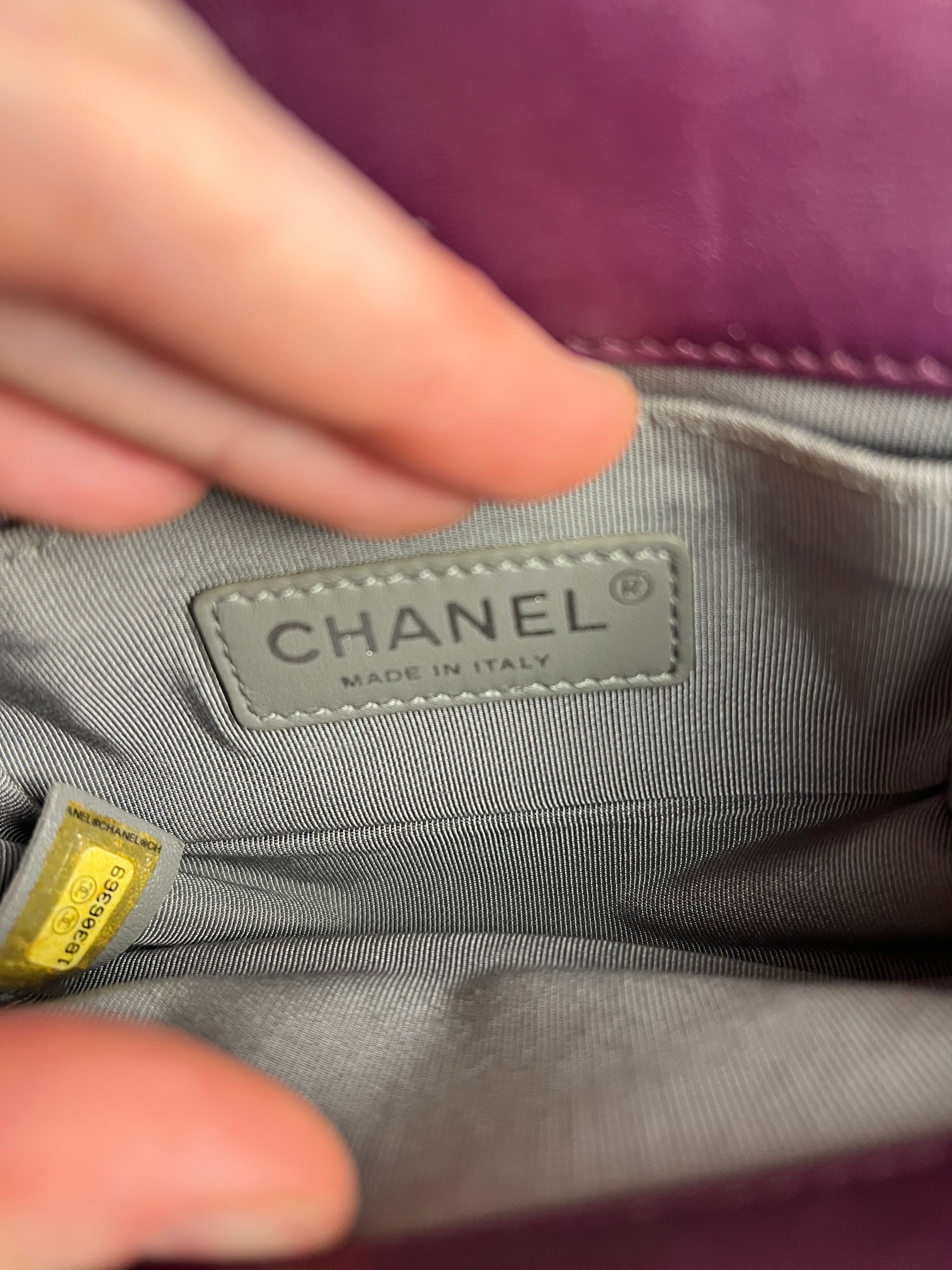 Chanel Purple Velvet Mini Boy Bag 2013
