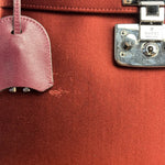Gucci Burgundy Satin Bamboo Top Handle Bag
